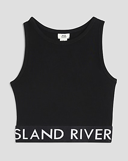 Girls Black RI Waistband Tank Top