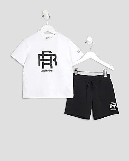 Mini Boys White RR T-Shirt And Shorts Set