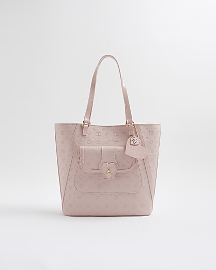 Girls Pink Heart Lock Pocket Shopper Bag