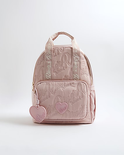 Girls Pink Nylon Script Backpack