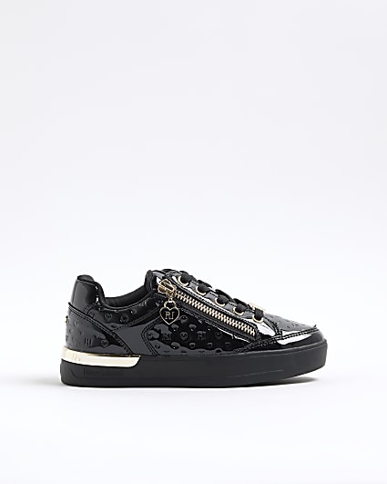 Girls Black Patent Trainers