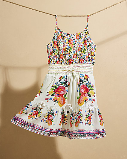 Girls White Del Maar Floral Dress