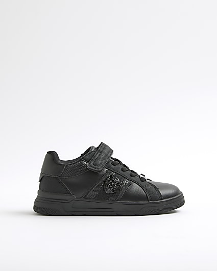 Boys Black Lion Head Trainers