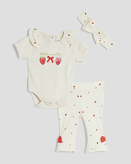 Baby Girls White Strawberry Babygrow Set