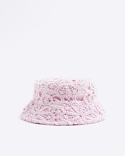 Mini Girls Pink Crochet Bucket Hat