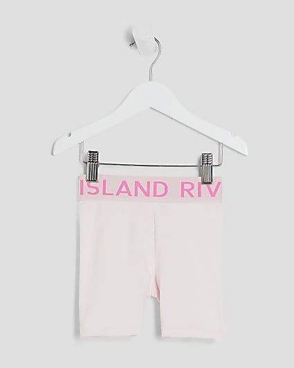 Mini Girls Pink RI Waistband Cycle Shorts