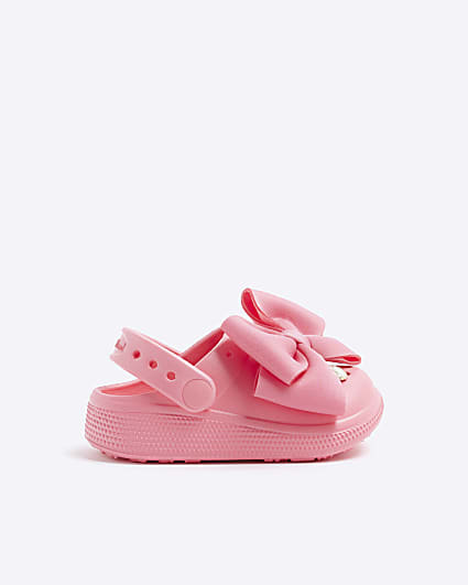Mini Girls Pink Bow Clogs