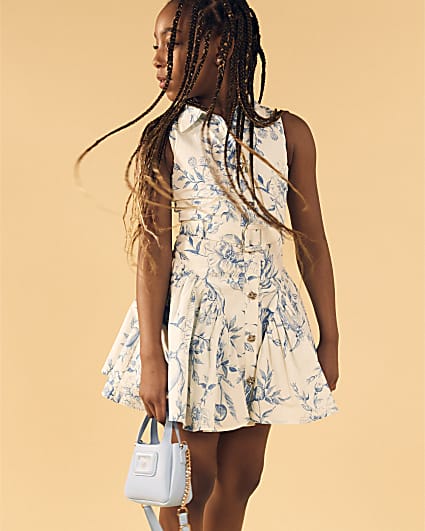 Girls Blue Prom Shirt Dress