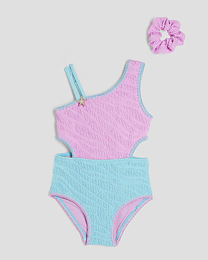 Girls Purple Starfish Swimsuit Set