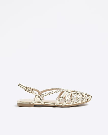Girls Gold Caged Sandals