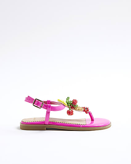 Girls Multi Colour Fruit Toe Thong Sandals