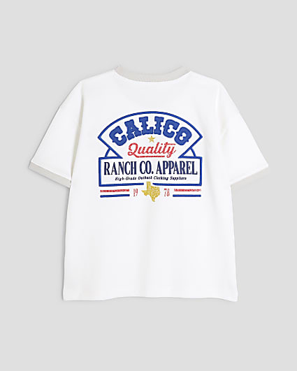 Boys White Calico T-Shirt