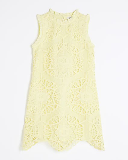 Girls Yellow Lace Shift Dress