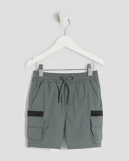 Mini Boys Green Cargo Shorts