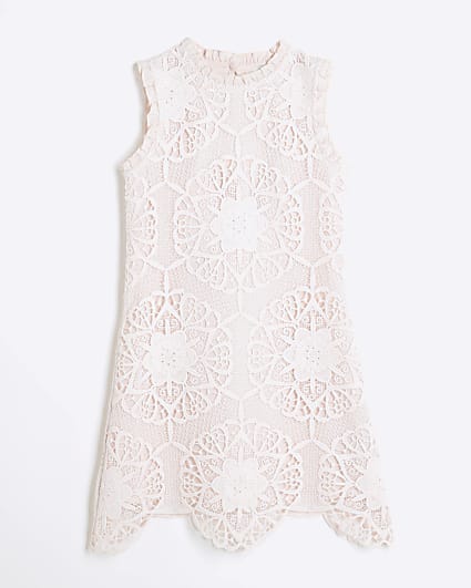 Girls Pink Lace Shift Dress
