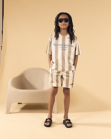 Boys Green Stripe T-shirt And Shorts Set