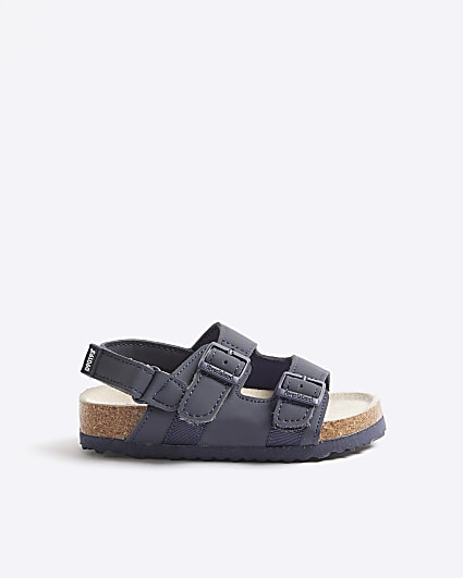 Mini Boys Navy Buckle Corkbed Sandals