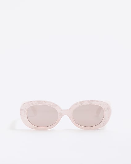 Girls Pink Pearlised Oval Sunglasses