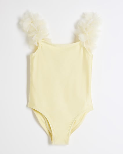Mini Girls Yellow 3D Flower Swimsuit