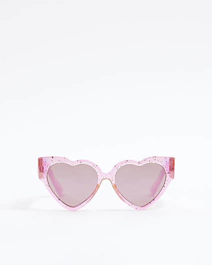 Mini Girls Pink Confetti Heart Sunglasses