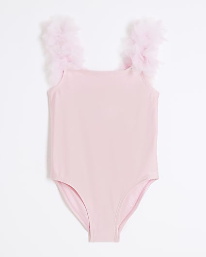 Mini Girls Pink 3D Flower Swimsuit
