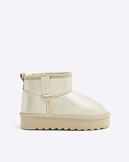 Girls white pearlised chain sliders River Island