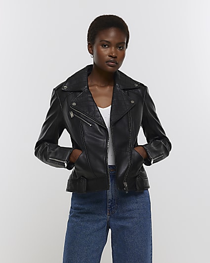 Fur trim biker jacket deals