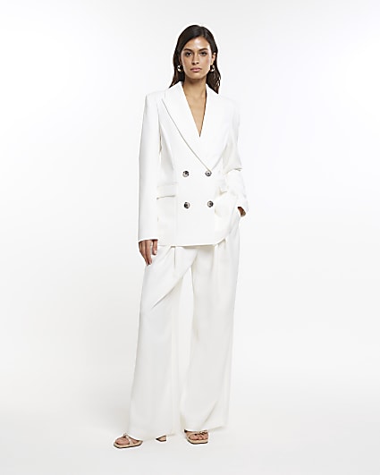 White RI Studio pleated wide leg trousers