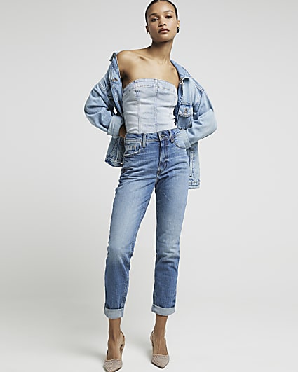 High waisted khaki mom jeans hot sale