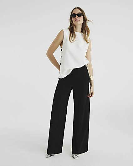 Black zip pencil midi skirt River Island