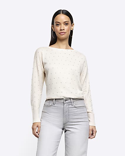Cream diamante jumper
