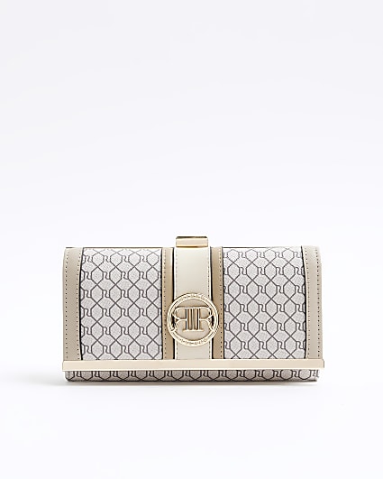 Beige Mini Curved Monogram Zip Around Purse River Island