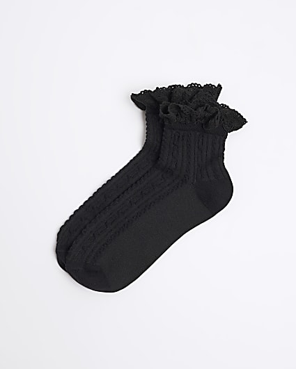 Black Lace Frill Socks