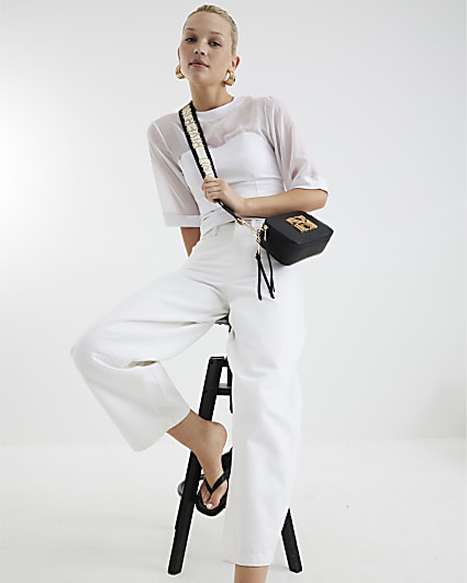 Black camera cross body bag