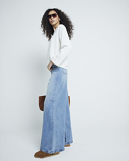 River island wide leg cropped jeans 2025