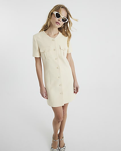 Yellow Pocketed Mini Dress