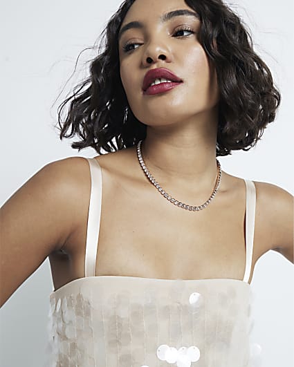 Black Spiral Cord Choker Necklace River Island