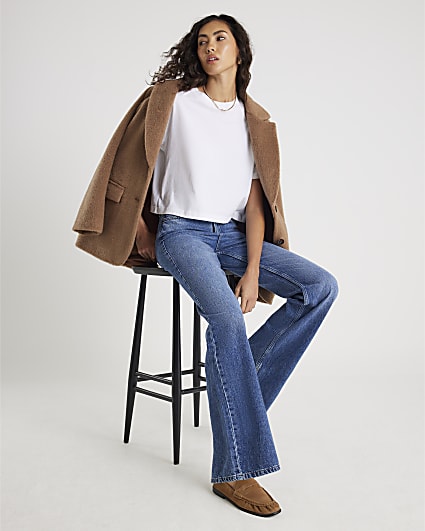 Blue High Waisted Relaxed Straight Leg Jeans