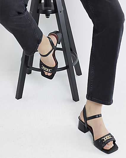 Black Snaffle Block Heel Sandals