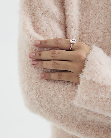 Pink Rose Gold Diamond Simulant Ring