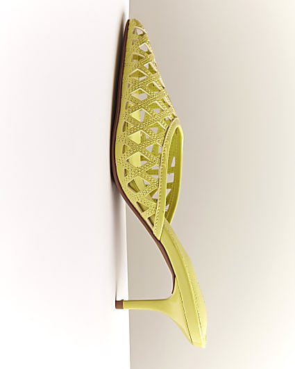 Green Lattice Mule Court Heels