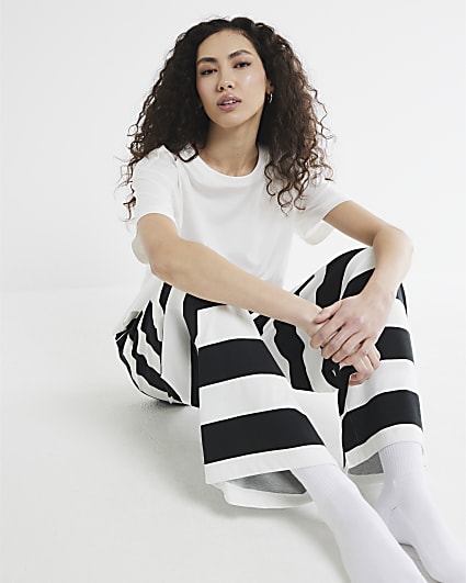 Cream Stripe Top And Trousers Lounge Set