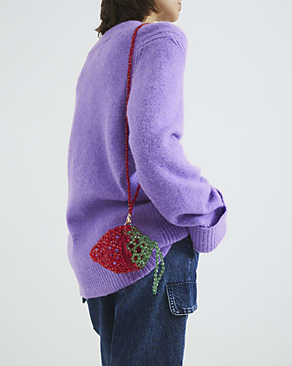 Red Strawberry Beaded Bag