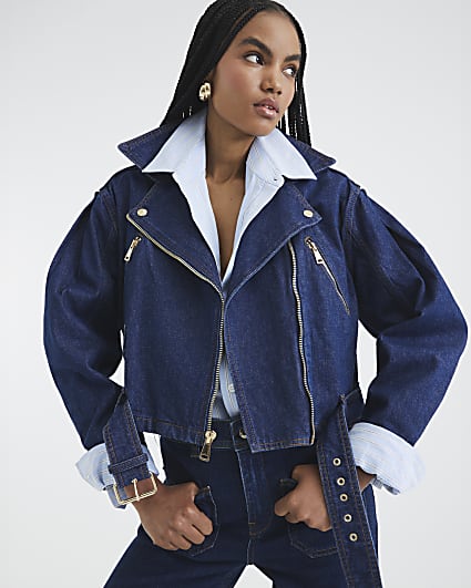 Blue Denim Biker Jacket