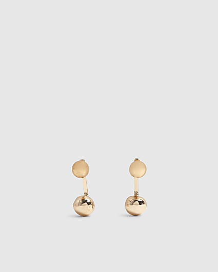 Gold Ball Front Back Earrings