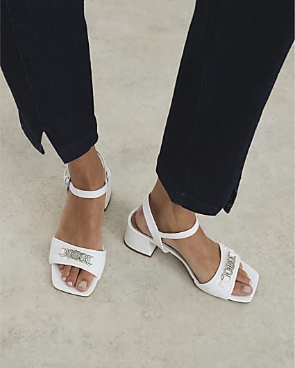 White Snaffle Block Heel Sandals