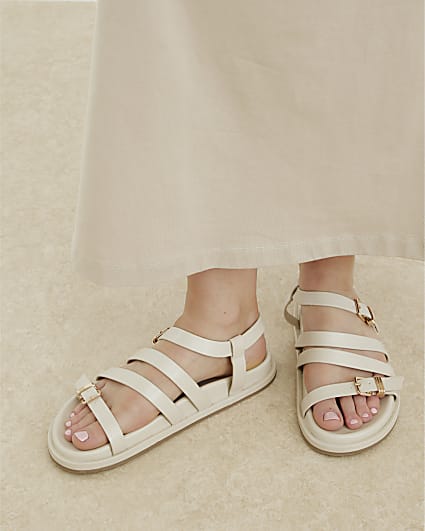 Beige Strappy Footbed Sandals