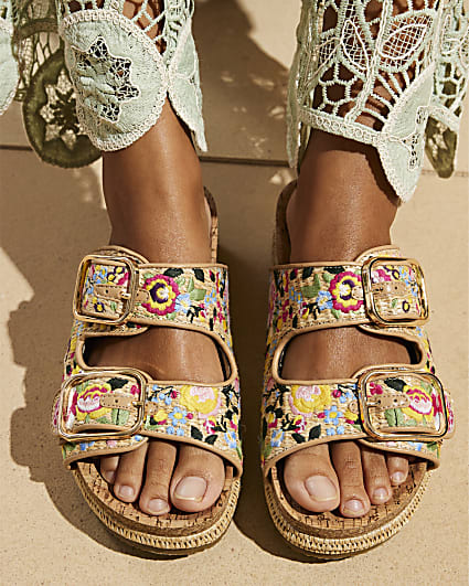 Multicoloured Del Maar Floral Footbed Sandals