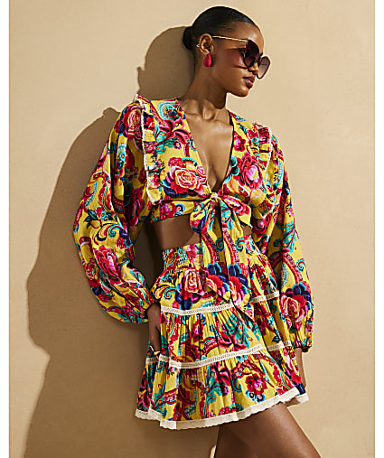 Yellow Del Maar Floral Long Sleeve Top