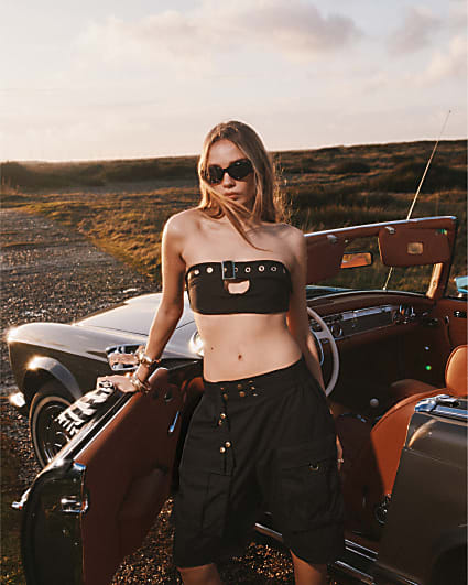 Black Cargo Bermuda Shorts